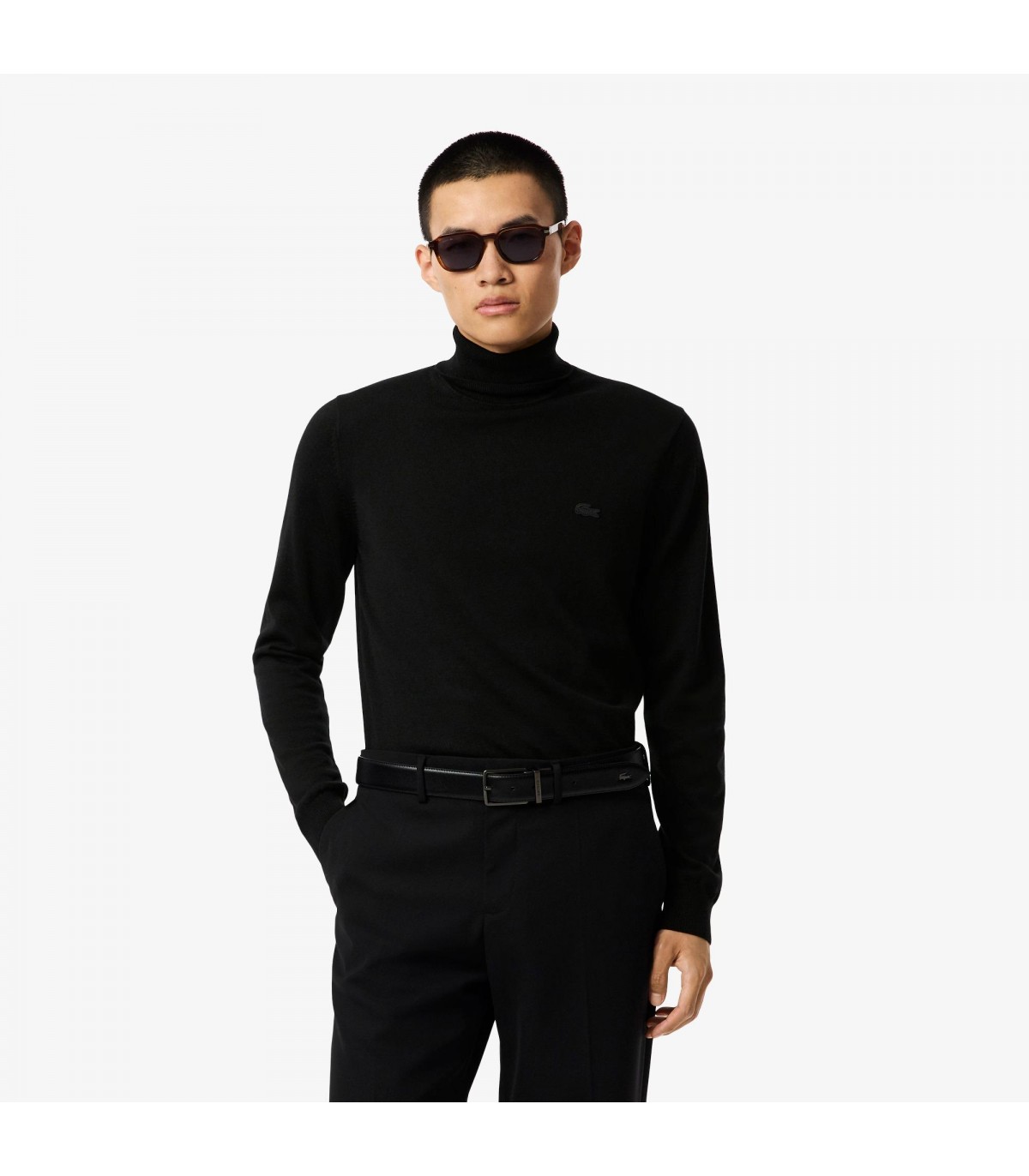 Pull col roule lacoste 031-noir