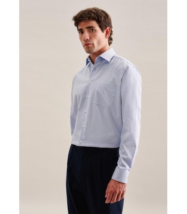 Chemise ml uni seidensticker 13bleuclair