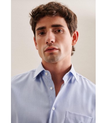 Chemise ml uni seidensticker 13bleuclair