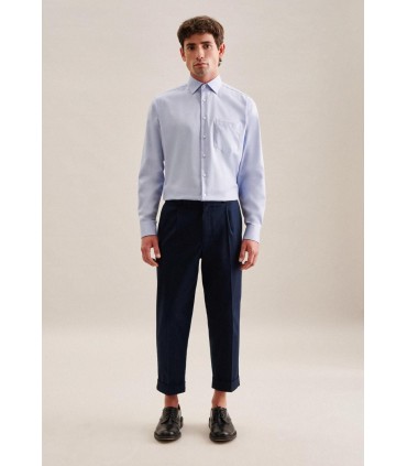 Chemise ml uni seidensticker 13bleuclair