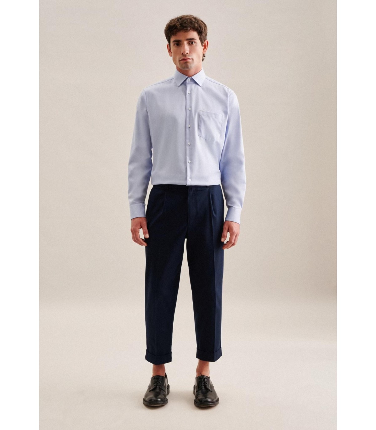 Chemise ml uni seidensticker 13bleuclair