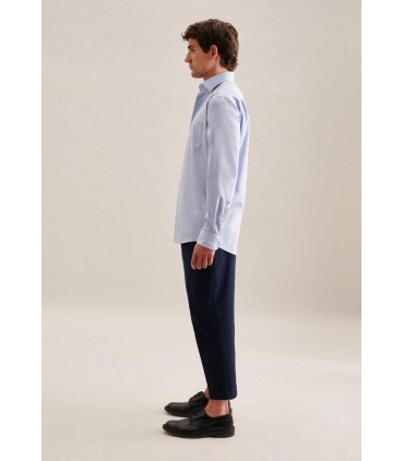 Chemise ml uni seidensticker 13bleuclair