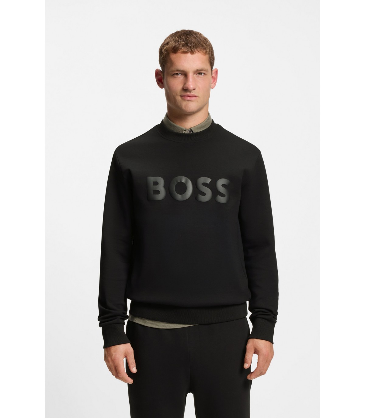 Sweat col rond boss green 001black