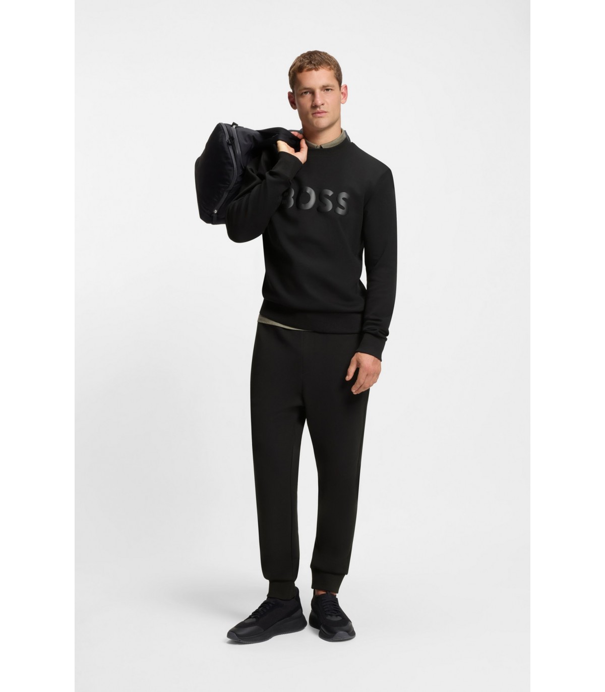 Sweat col rond boss green 001black