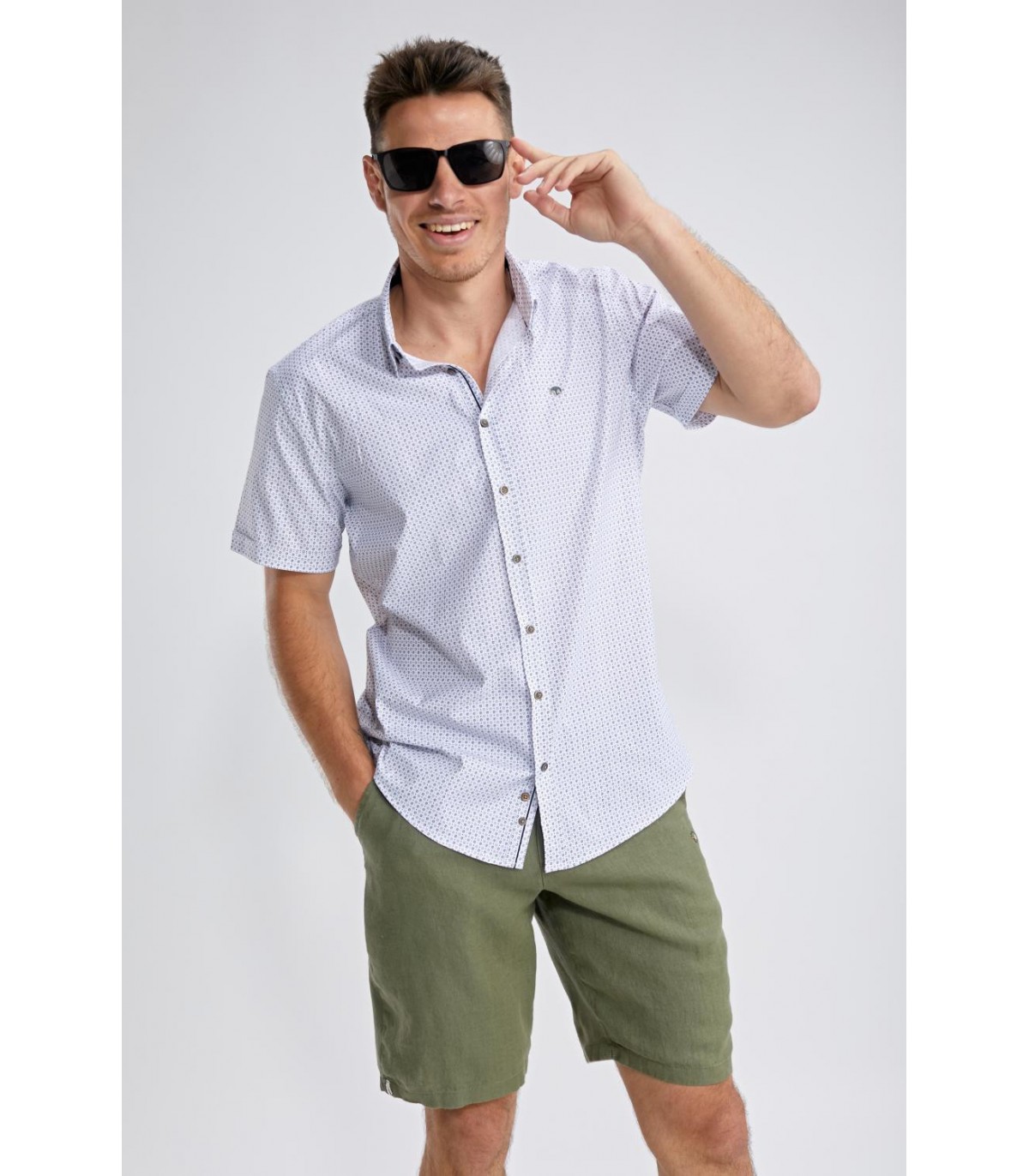 Chemise mc benson & cherry blanc-beige