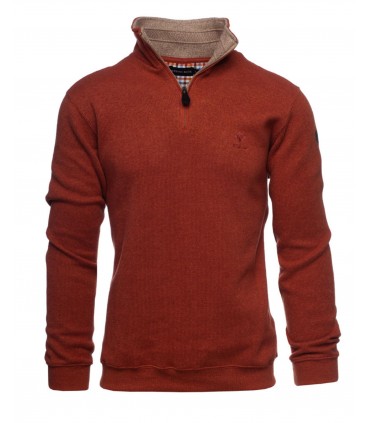 Pull col zippe ethnic blue rouille