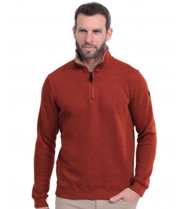 Pull col zippe ethnic blue rouille