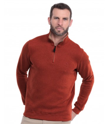 Pull col zippe ethnic blue rouille