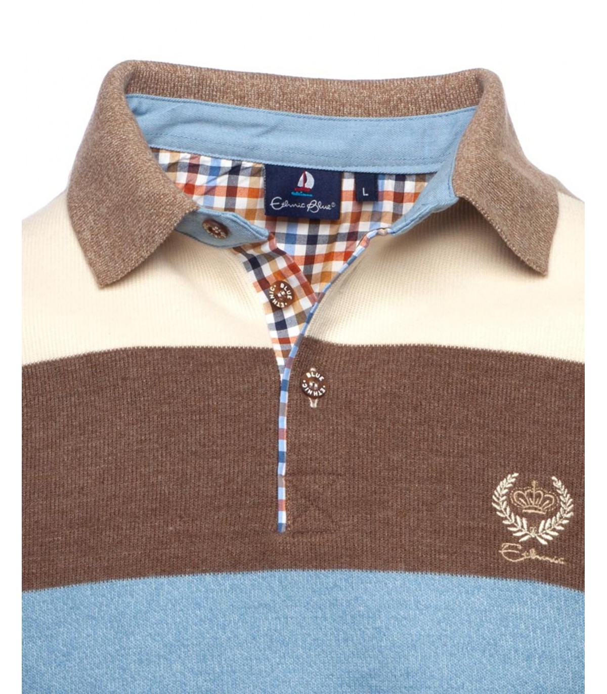 Polo ml ethnic blue ciel