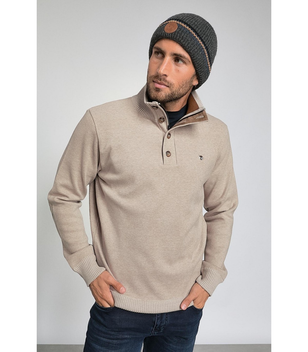 Pull col zippe benson & cherry taupe