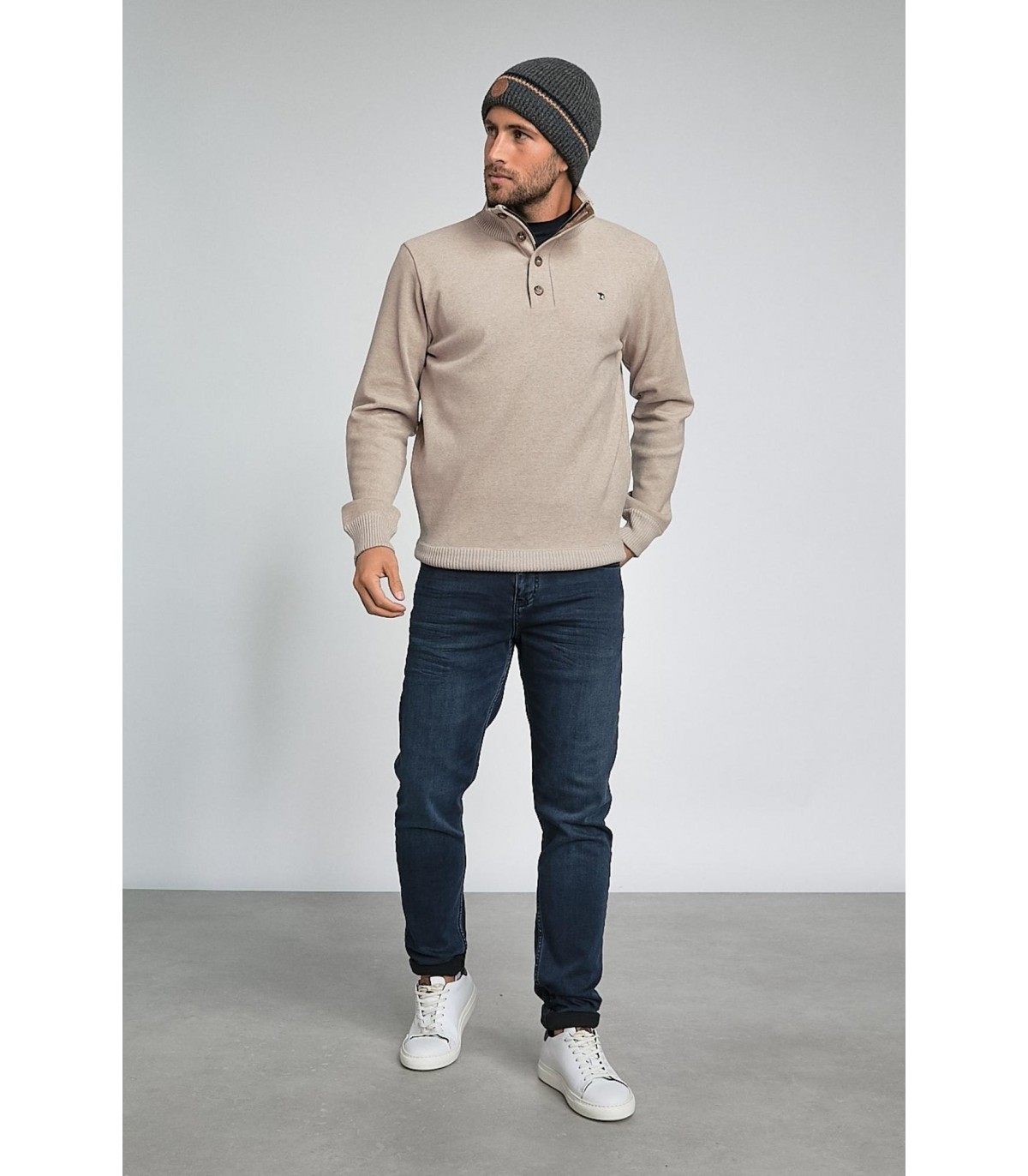 Pull col zippe benson & cherry taupe