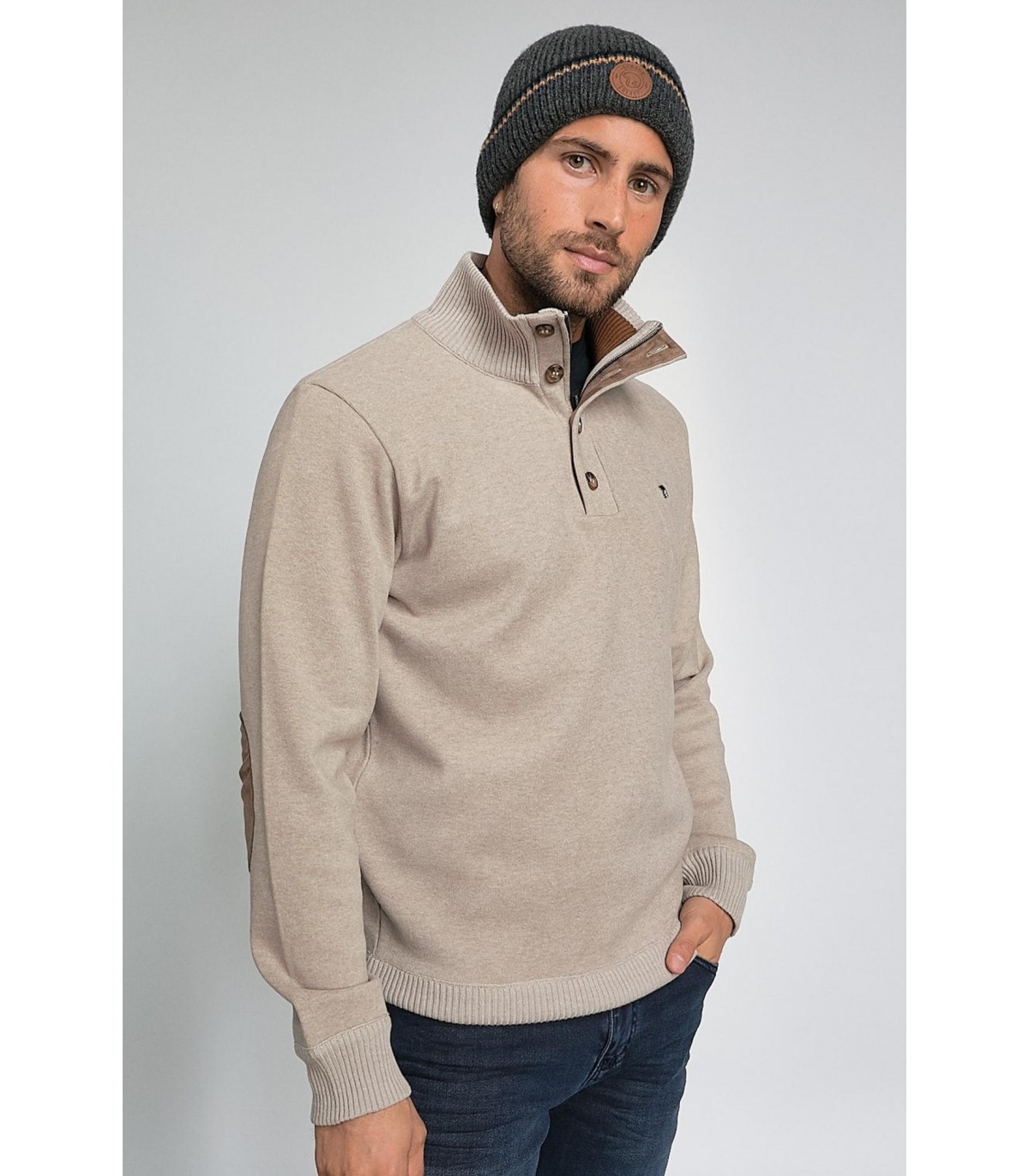 Pull col zippe benson & cherry taupe