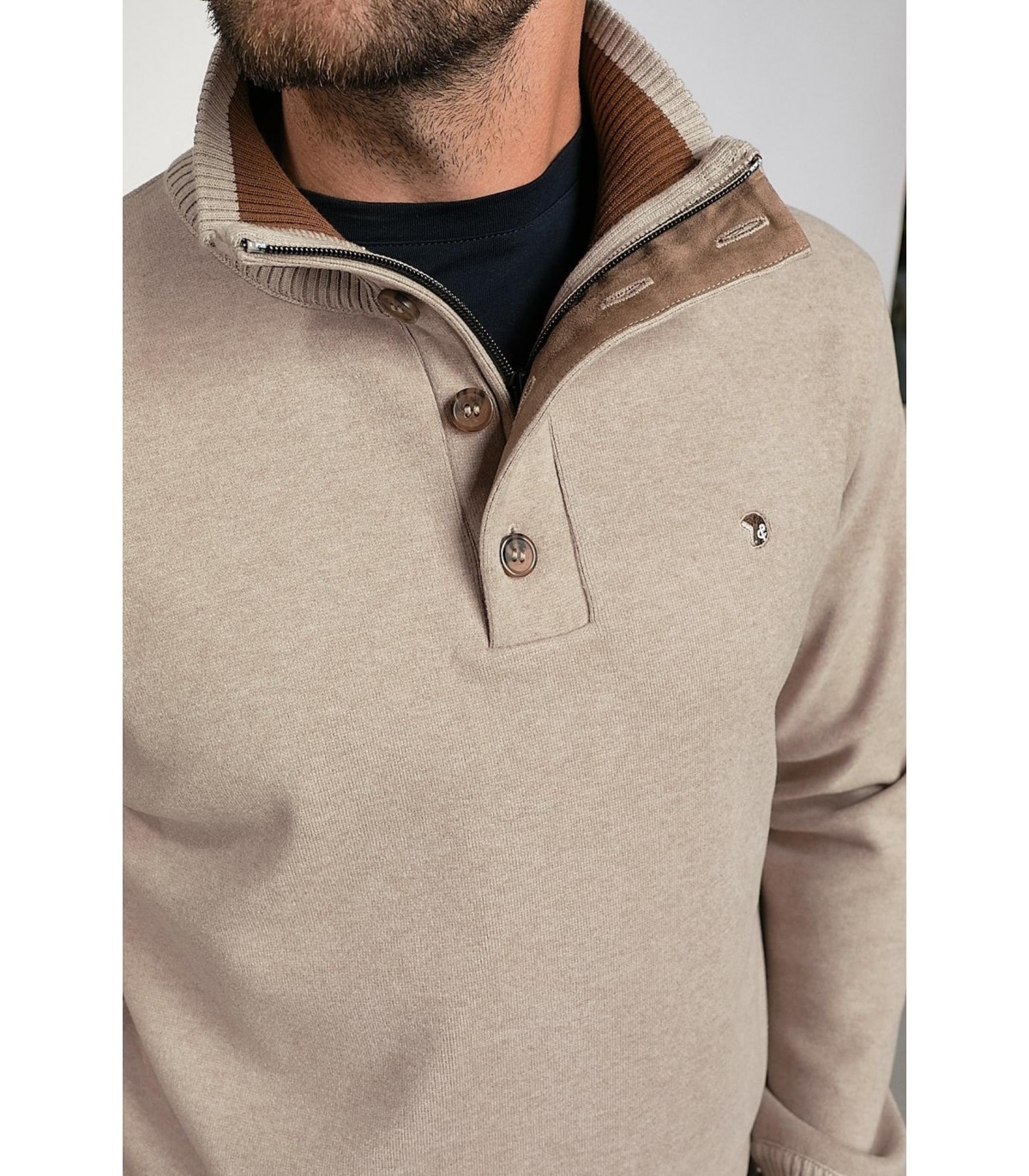 Pull col zippe benson & cherry taupe