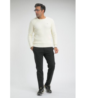 Pull col rond benson & cherry ecru