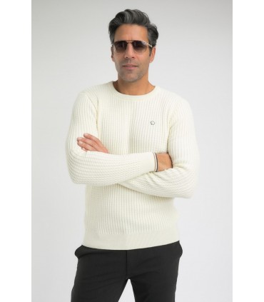 Pull col rond benson & cherry ecru