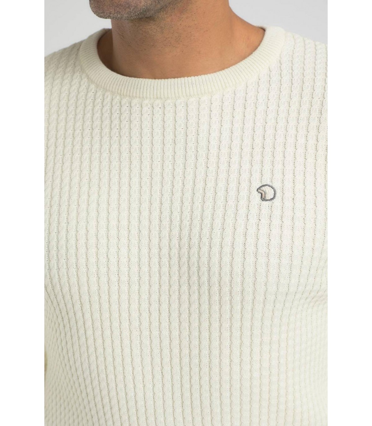 Pull col rond benson & cherry ecru