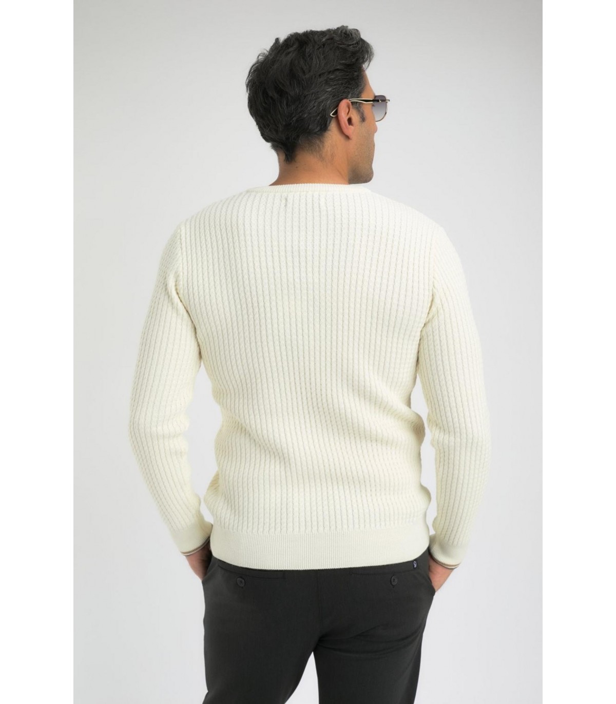 Pull col rond benson & cherry ecru