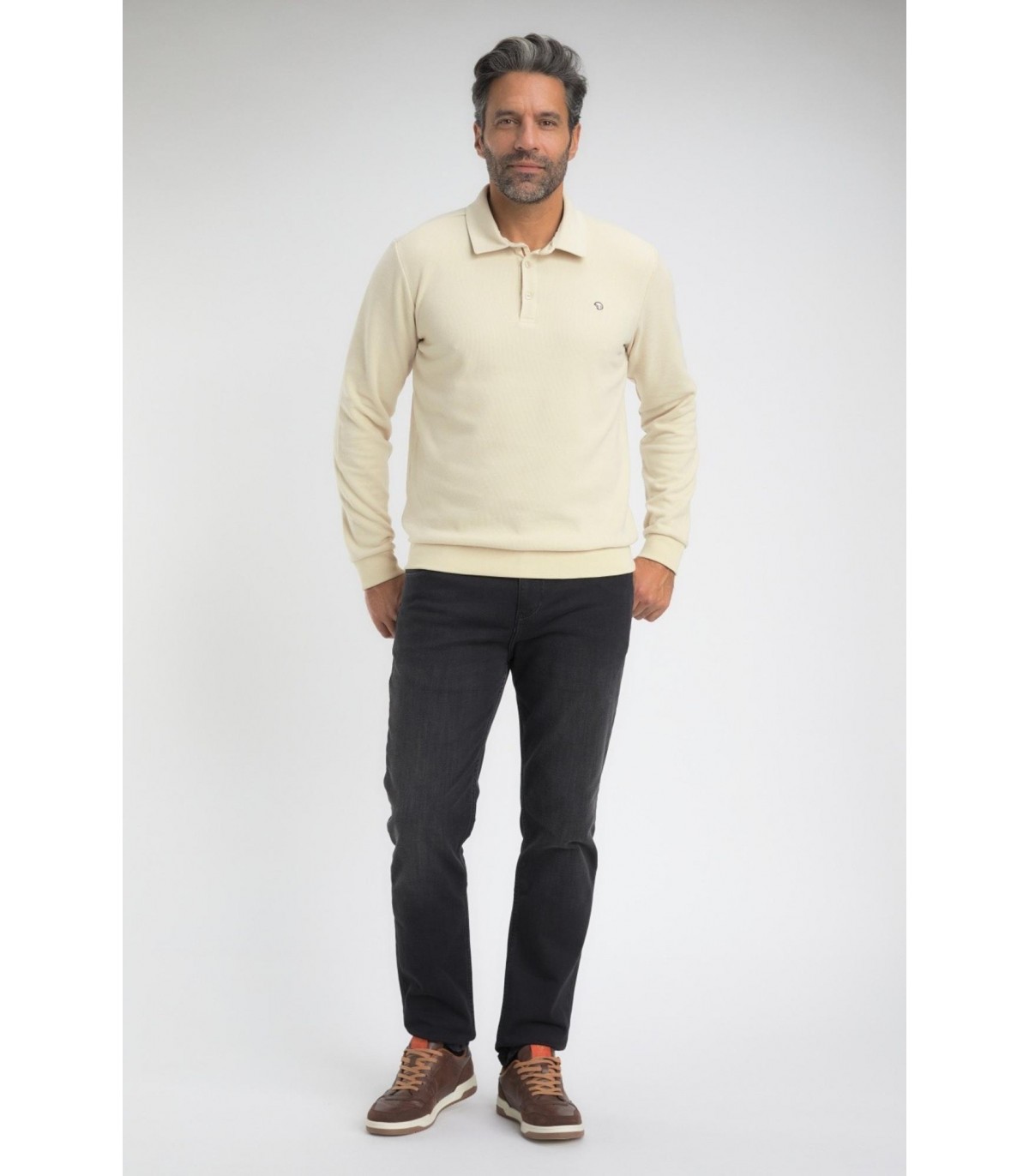 Sweat col polo benson & cherry ecru