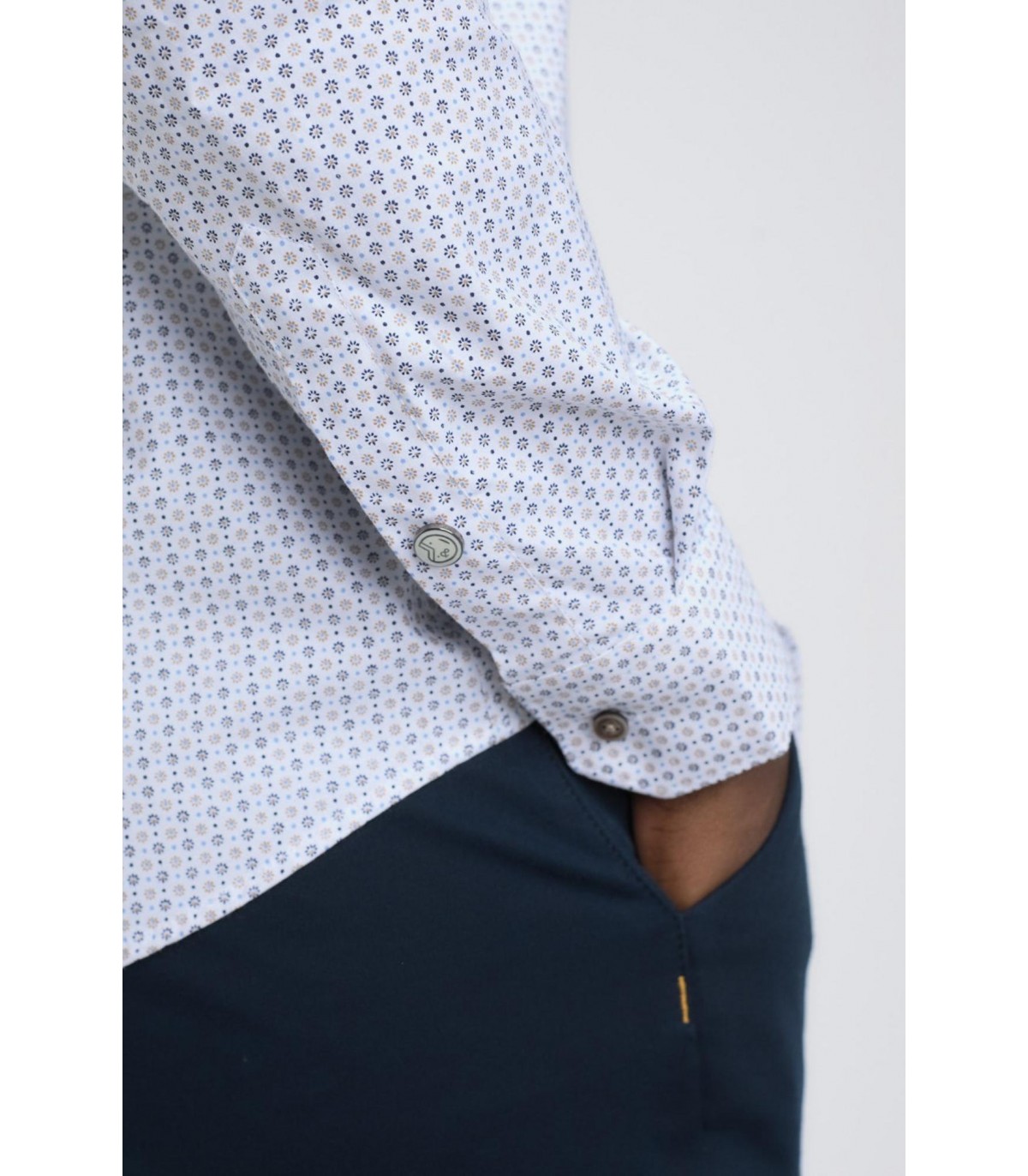Chemise ml benson & cherry blanc-beige