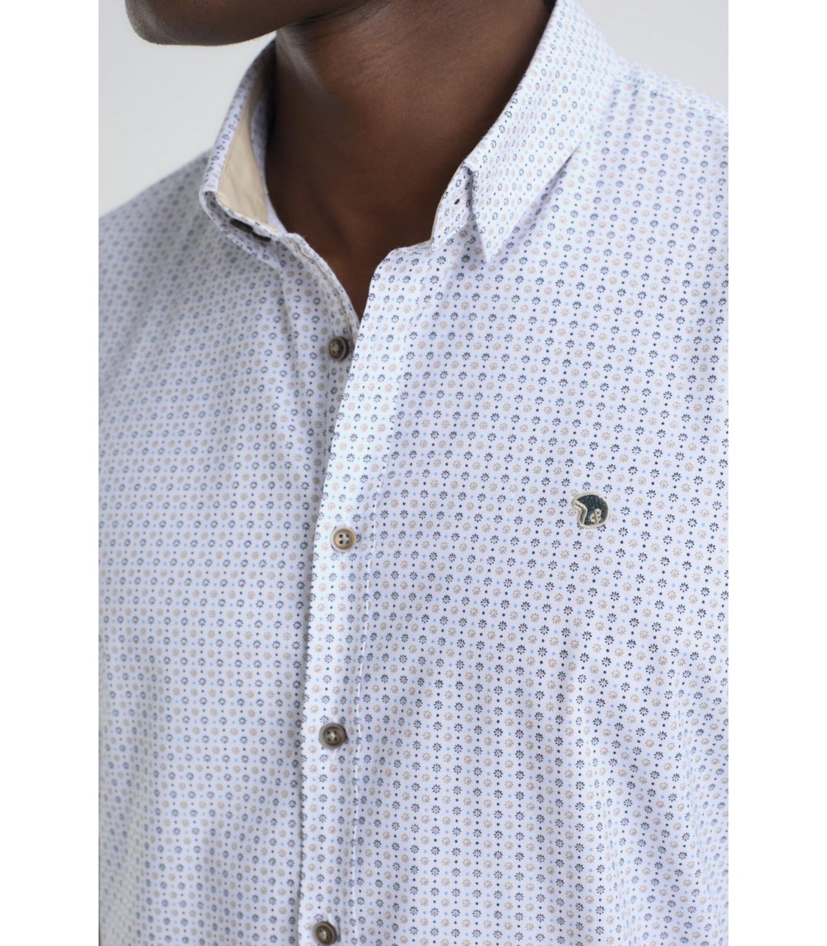 Chemise ml benson & cherry blanc-beige