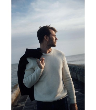 Pull col rond royal mer 0004ecru