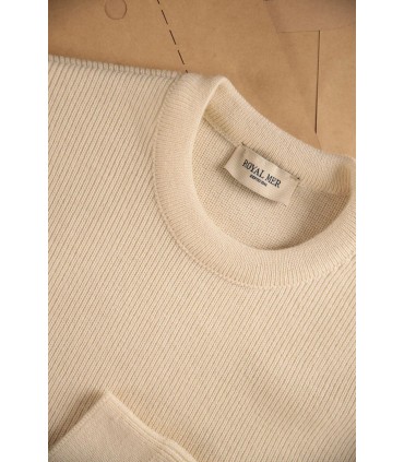 Pull col rond royal mer 0004ecru