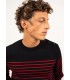 Pull col rond saint-james j6-navy/rouge