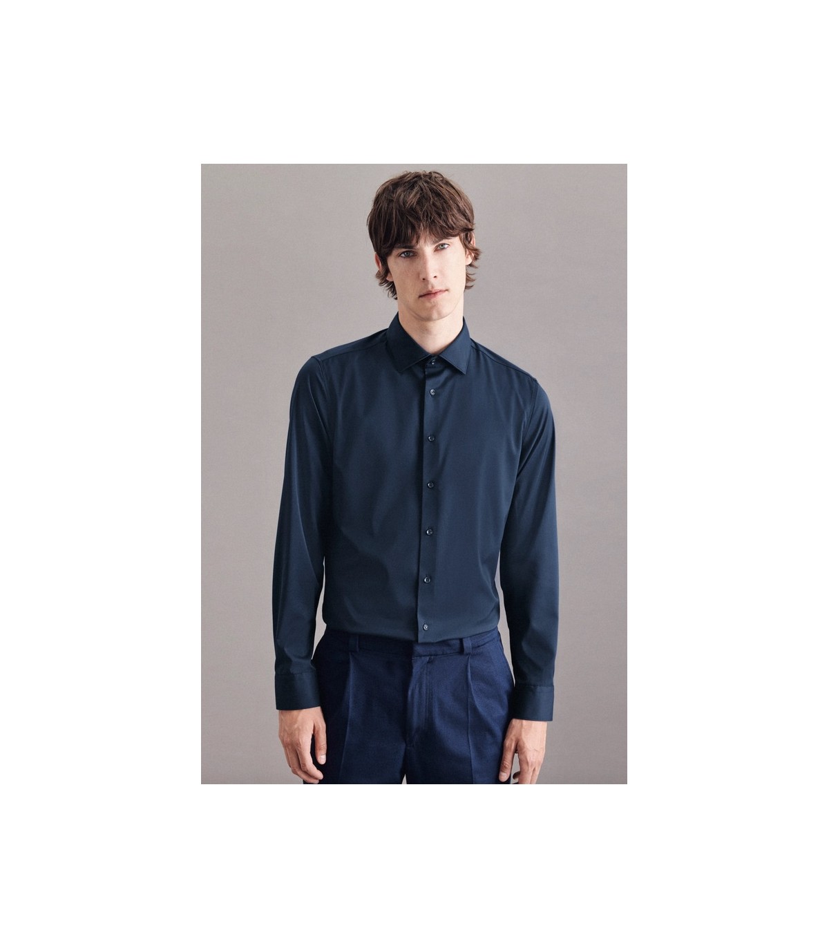 Chemise ml uni seidensticker 19bleu