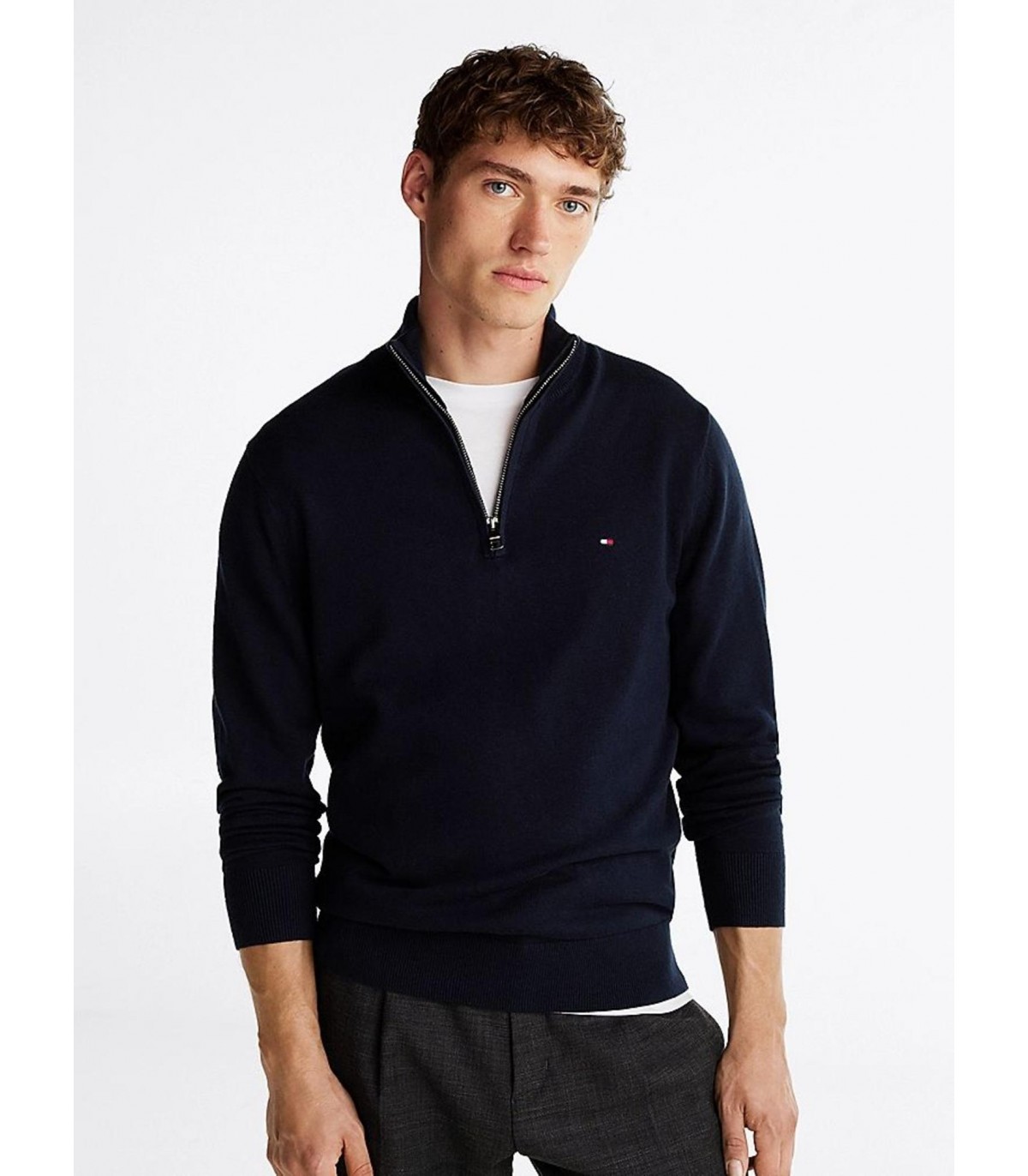 Pull col zippe tommy menswear dw5desertsky