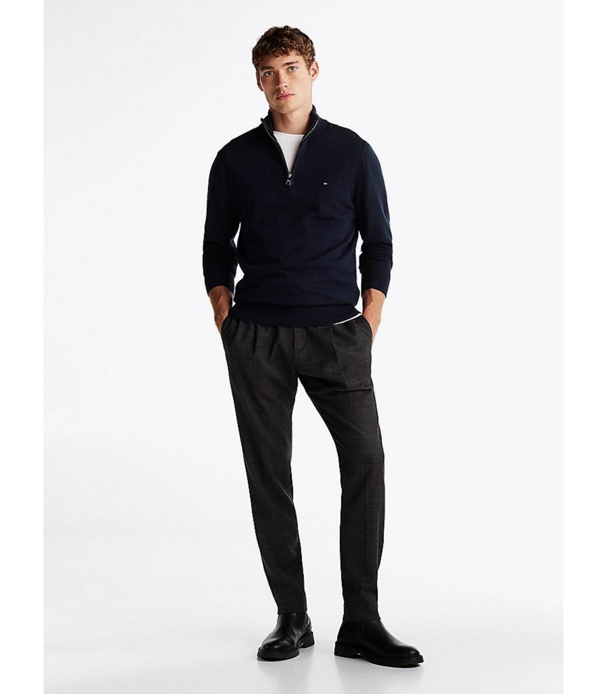 Pull col zippe tommy menswear dw5desertsky