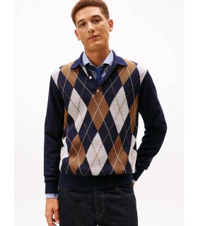 Pull col v tommy menswear dw5desertsky