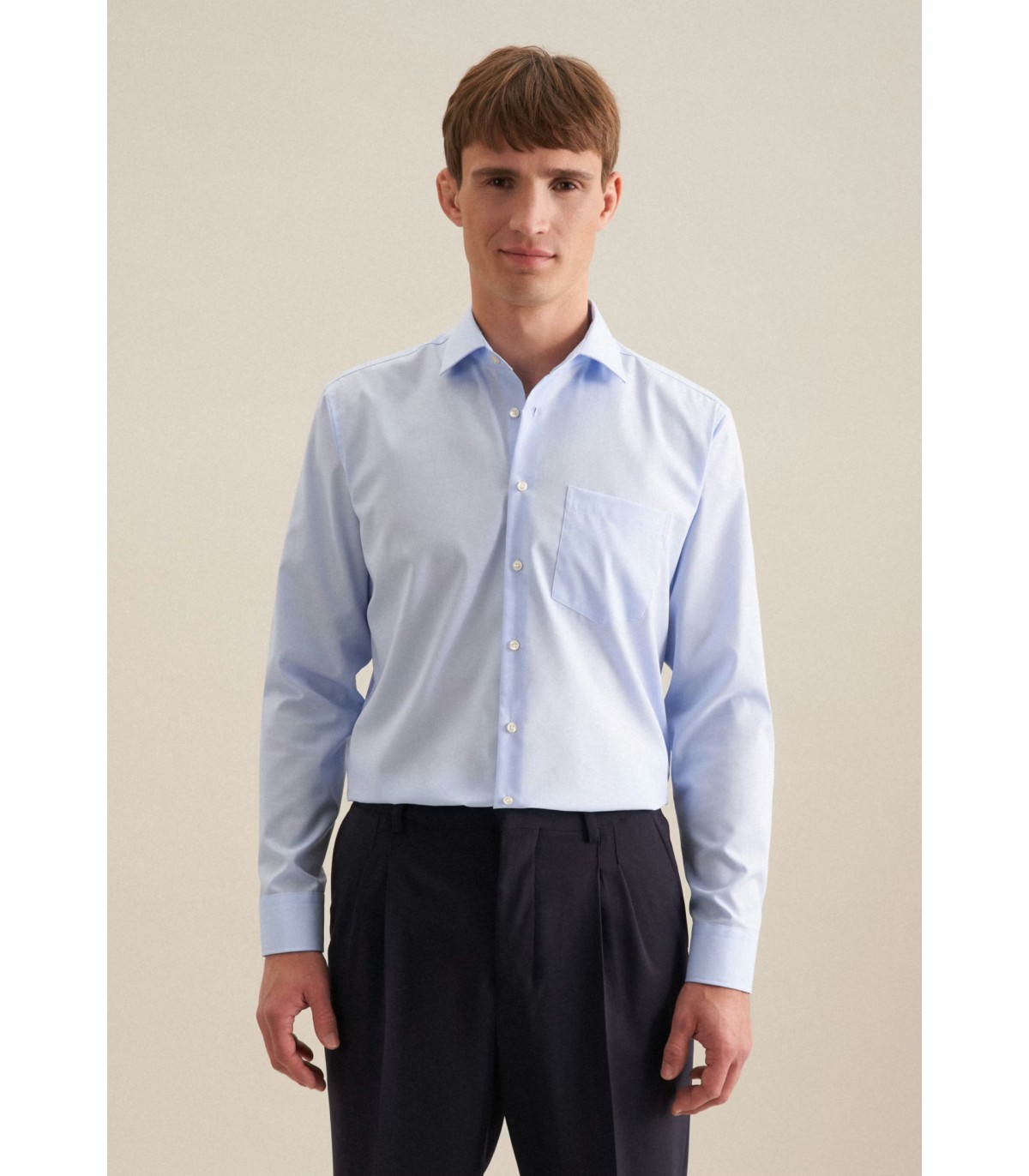 Chemise ml uni seidensticker 12bleu