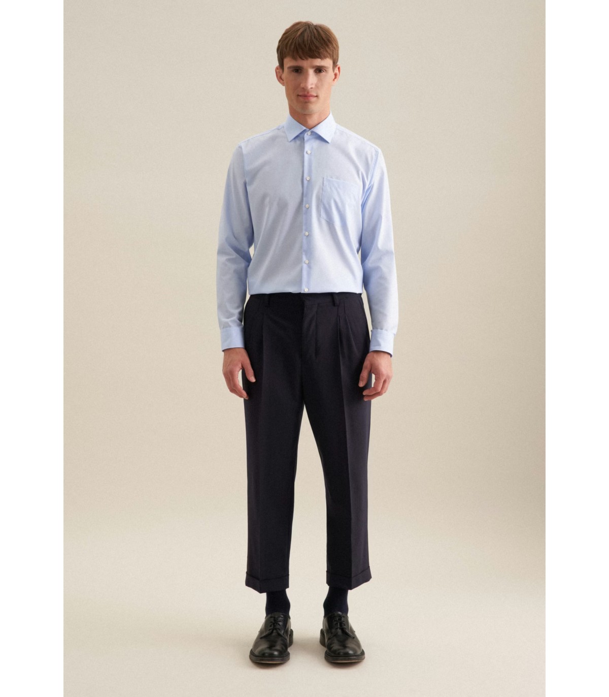 Chemise ml uni seidensticker 12bleu