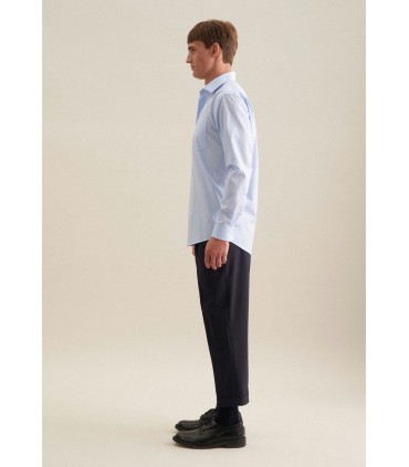 Chemise ml uni seidensticker 12bleu