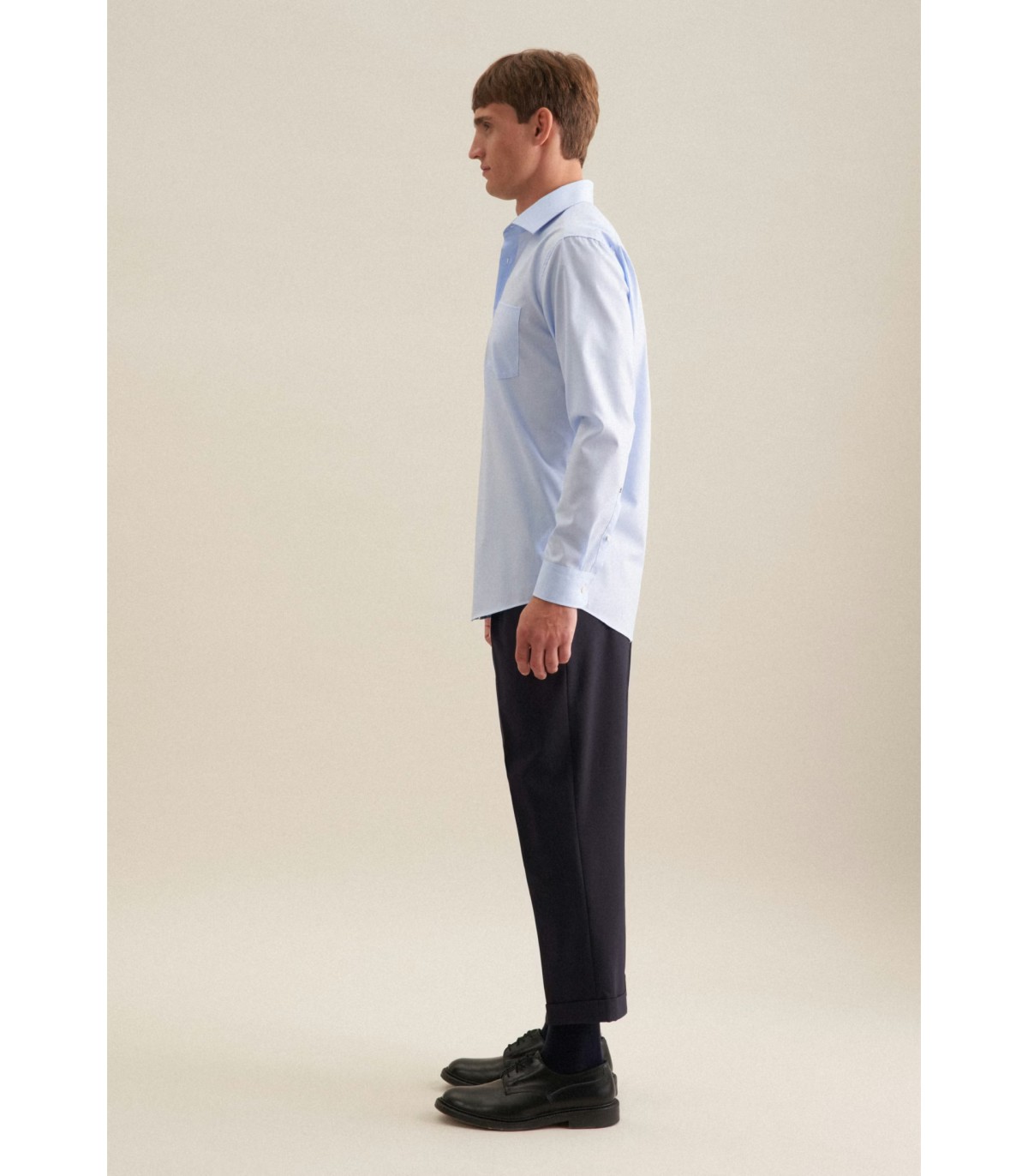 Chemise ml uni seidensticker 12bleu