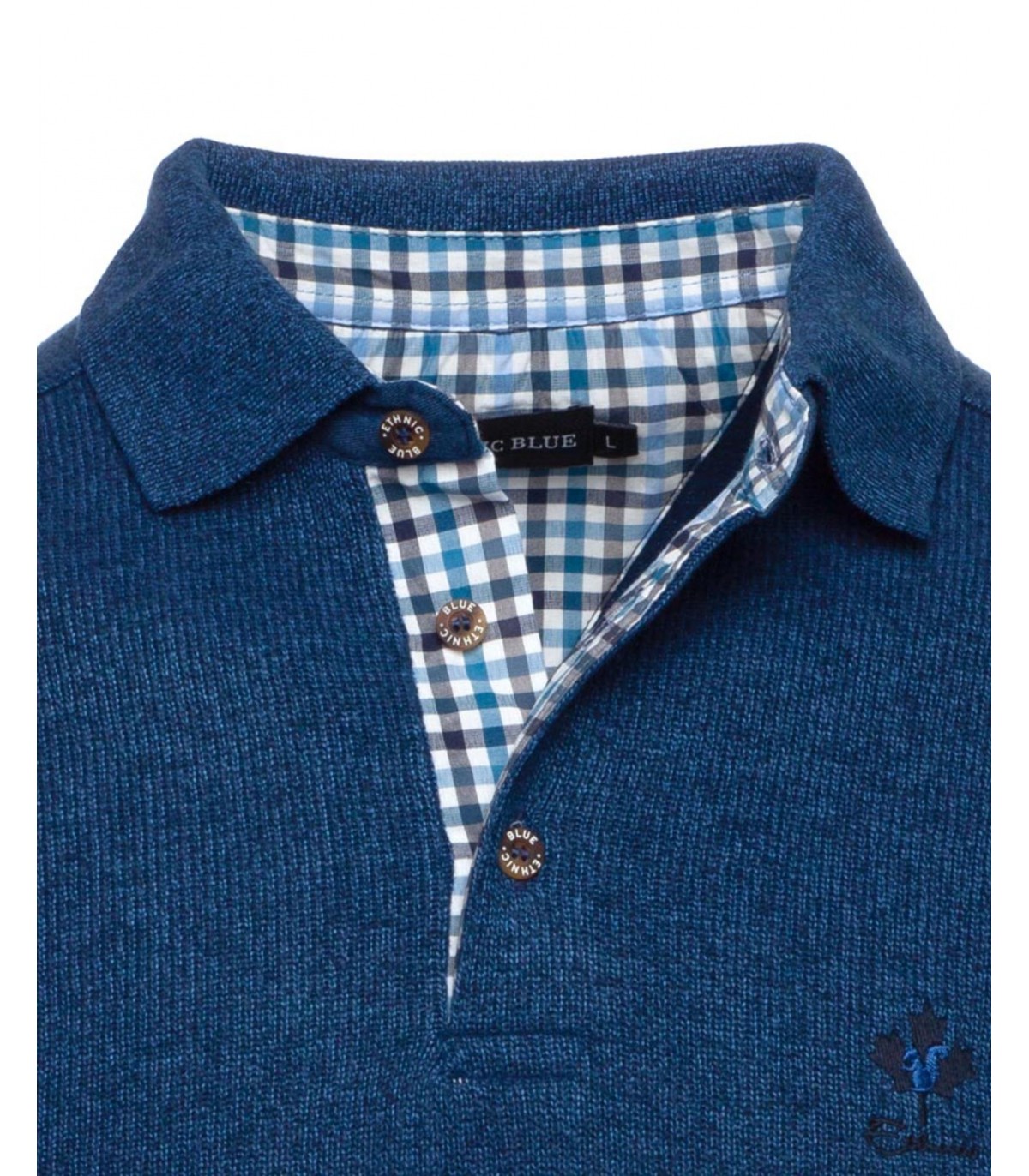 Polo ml ethnic blue bleu
