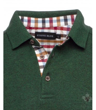 Polo ml ethnic blue vert fonce
