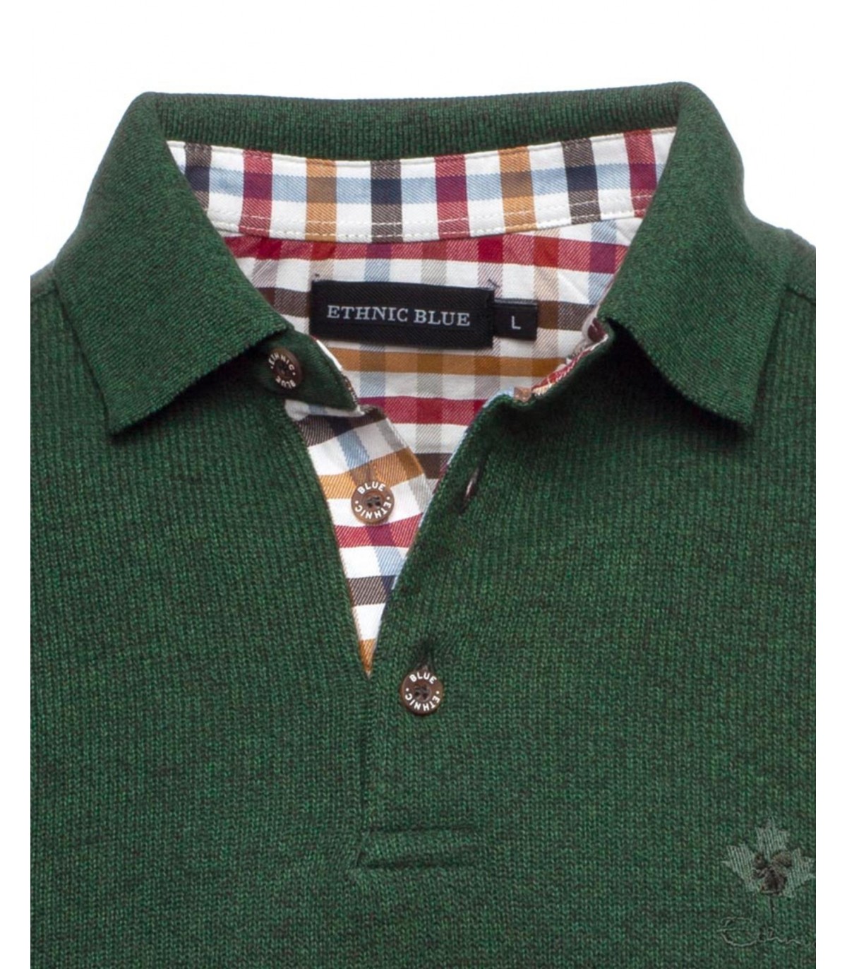 Polo ml ethnic blue vert fonce