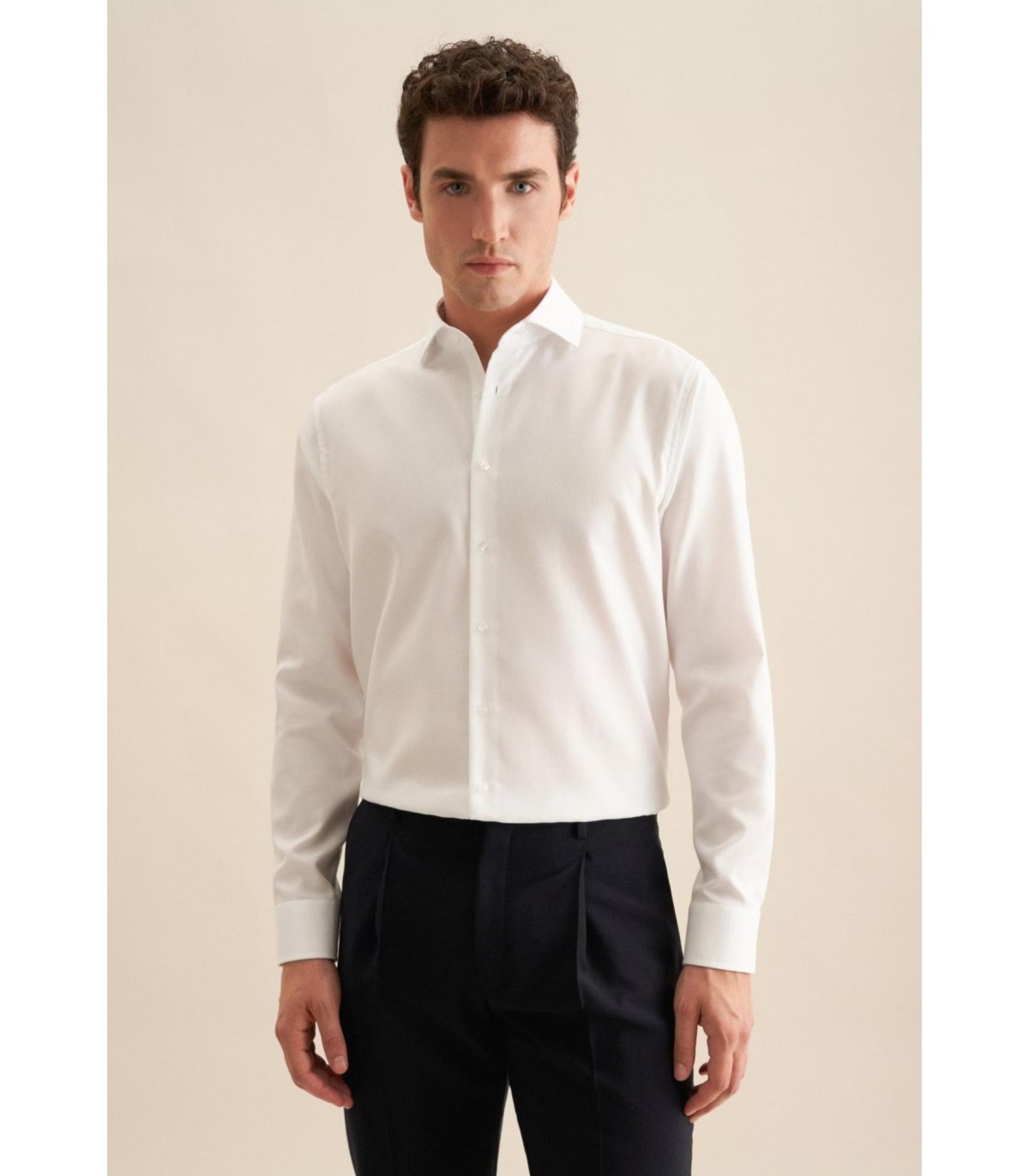 Chemise ml uni seidensticker 01blanc