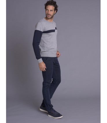 Pull col rond delahaye 738gris
