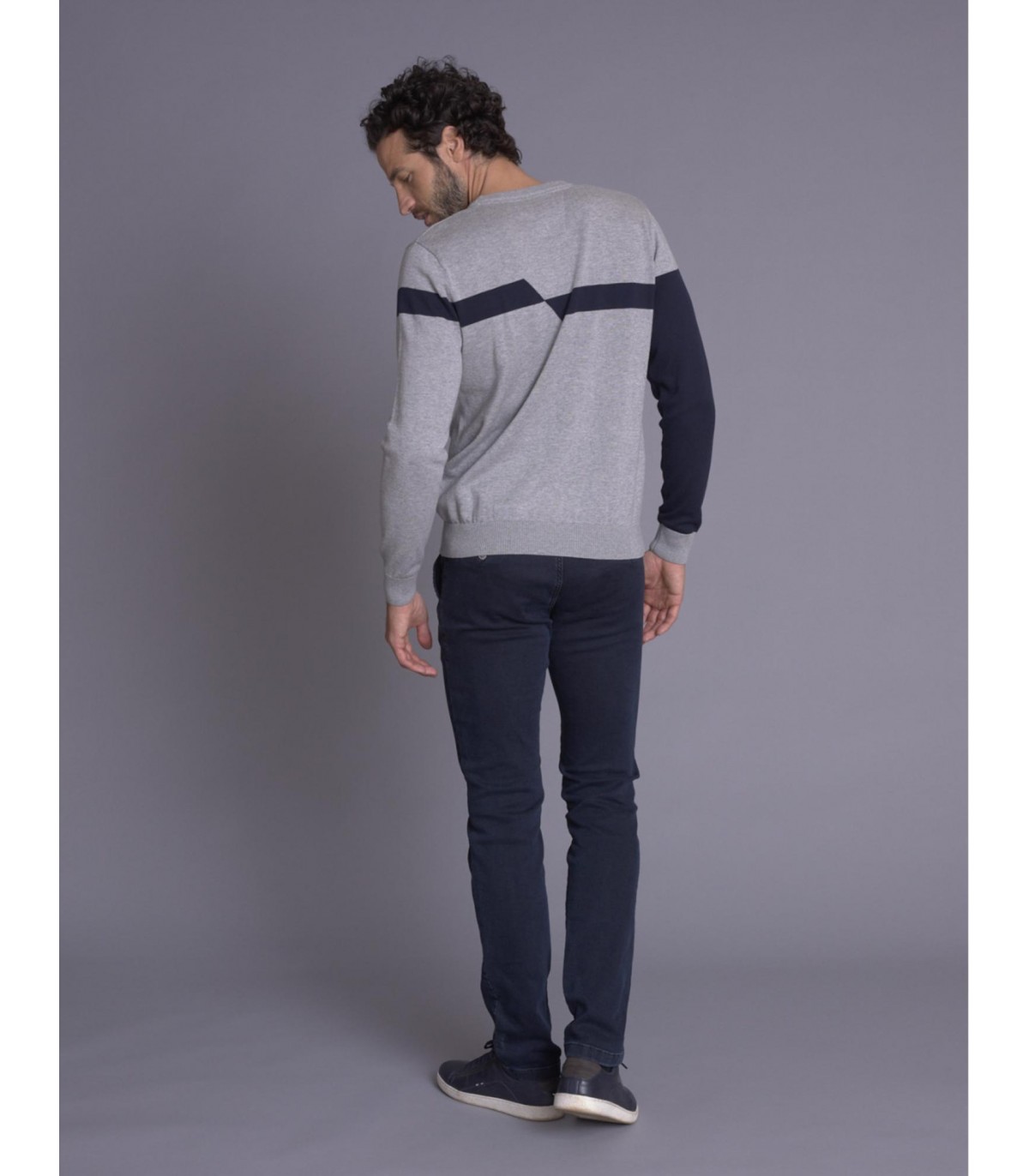 Pull col rond delahaye 738gris