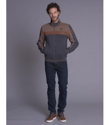 Sweat zippe delahaye 052gris