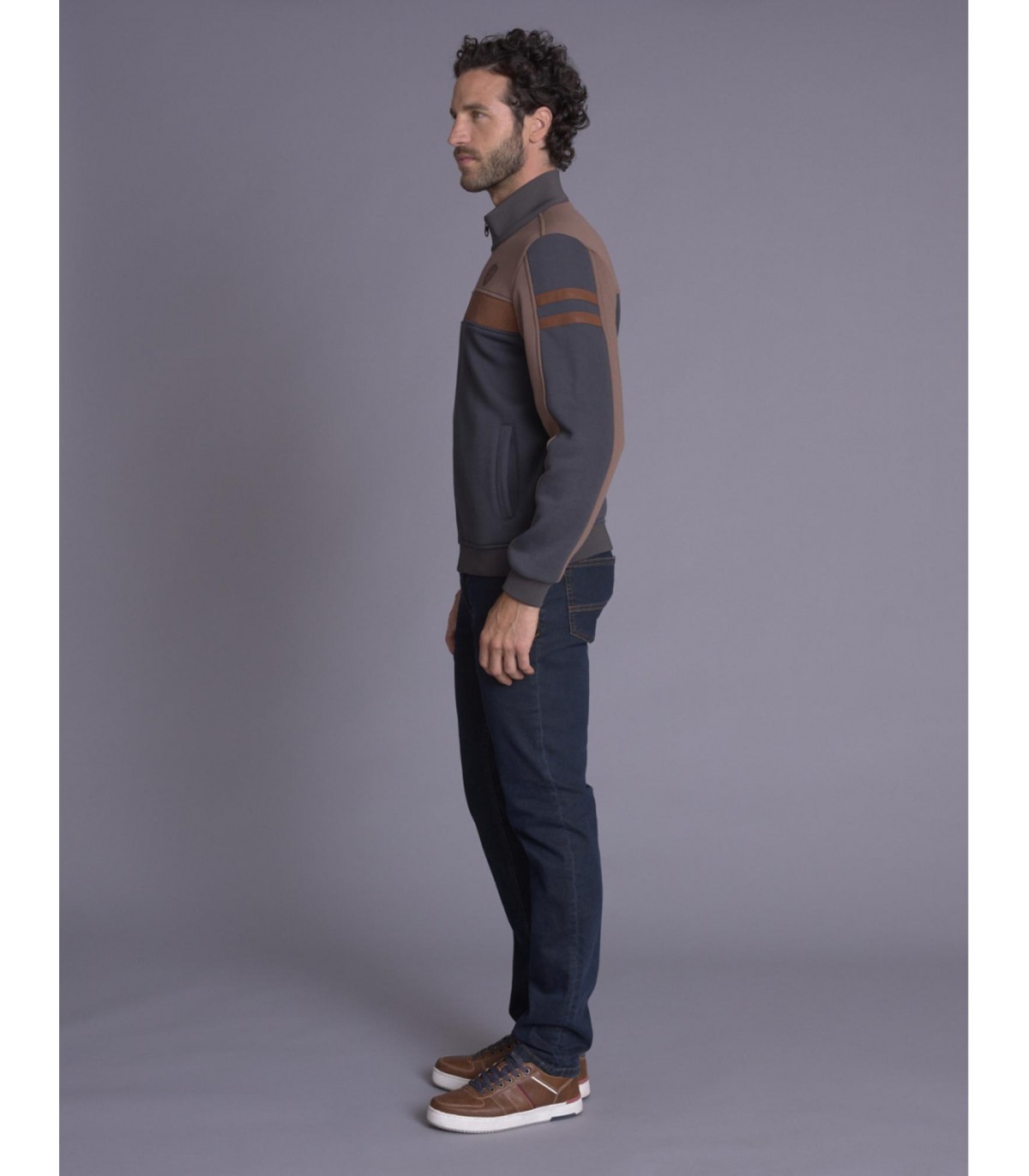 Sweat zippe delahaye 052gris