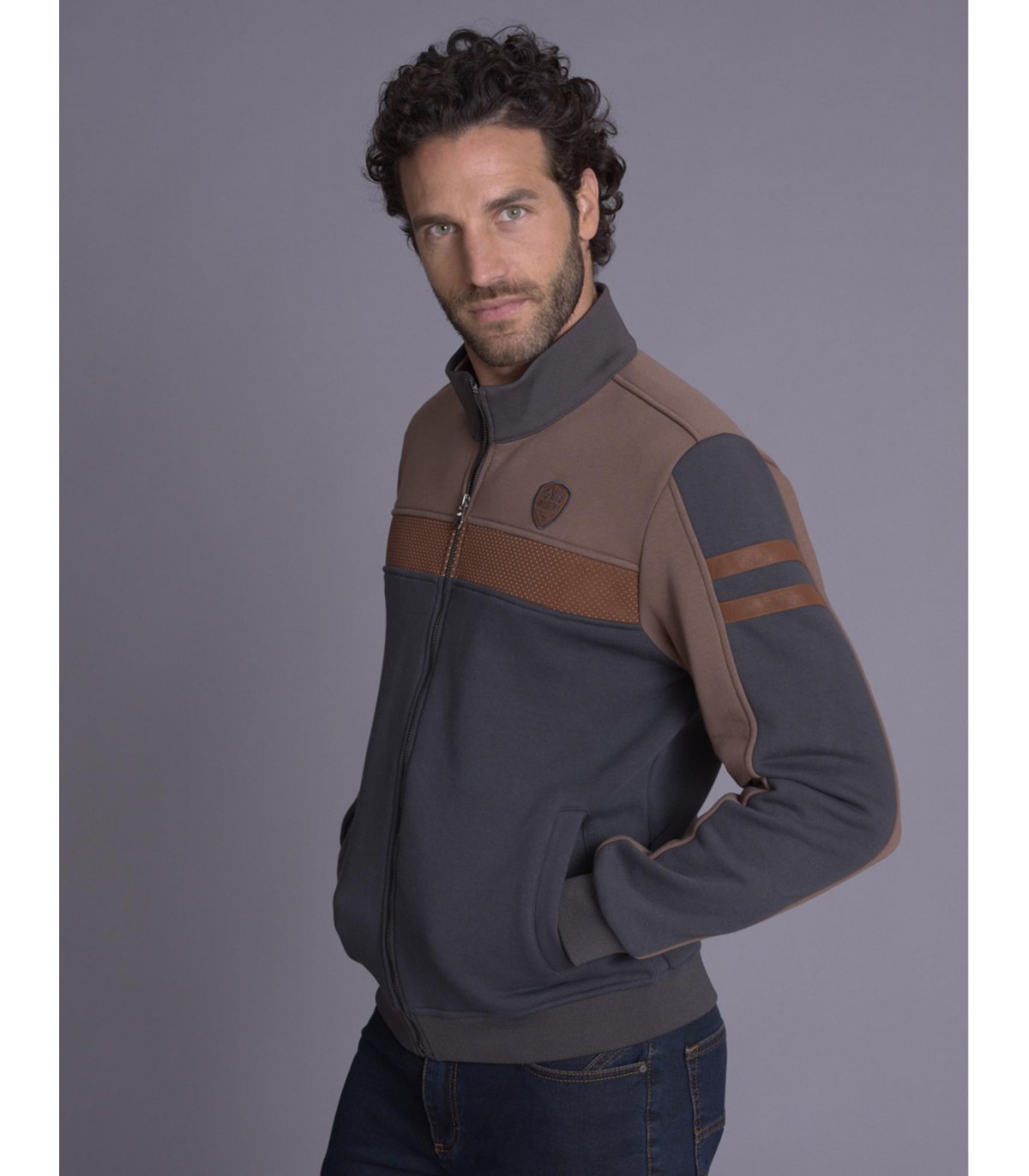 Sweat zippe delahaye 052gris