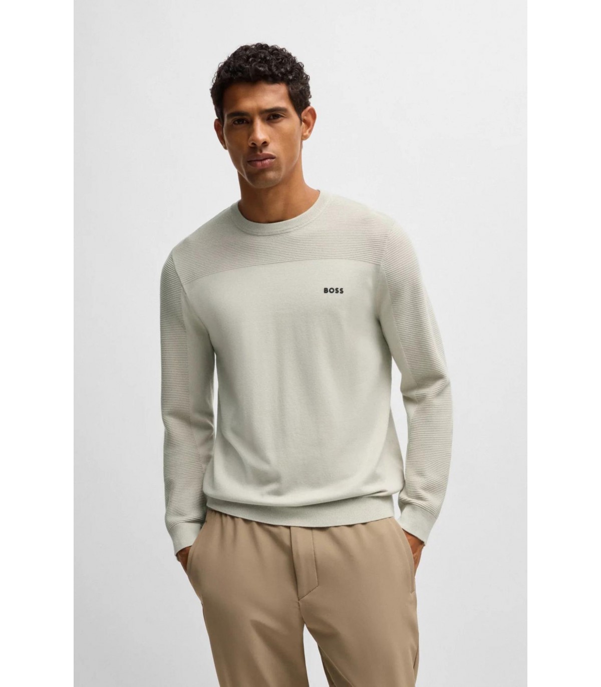 Pull col rond boss green 271beige