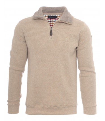 Pull col zippe ethnic blue beige