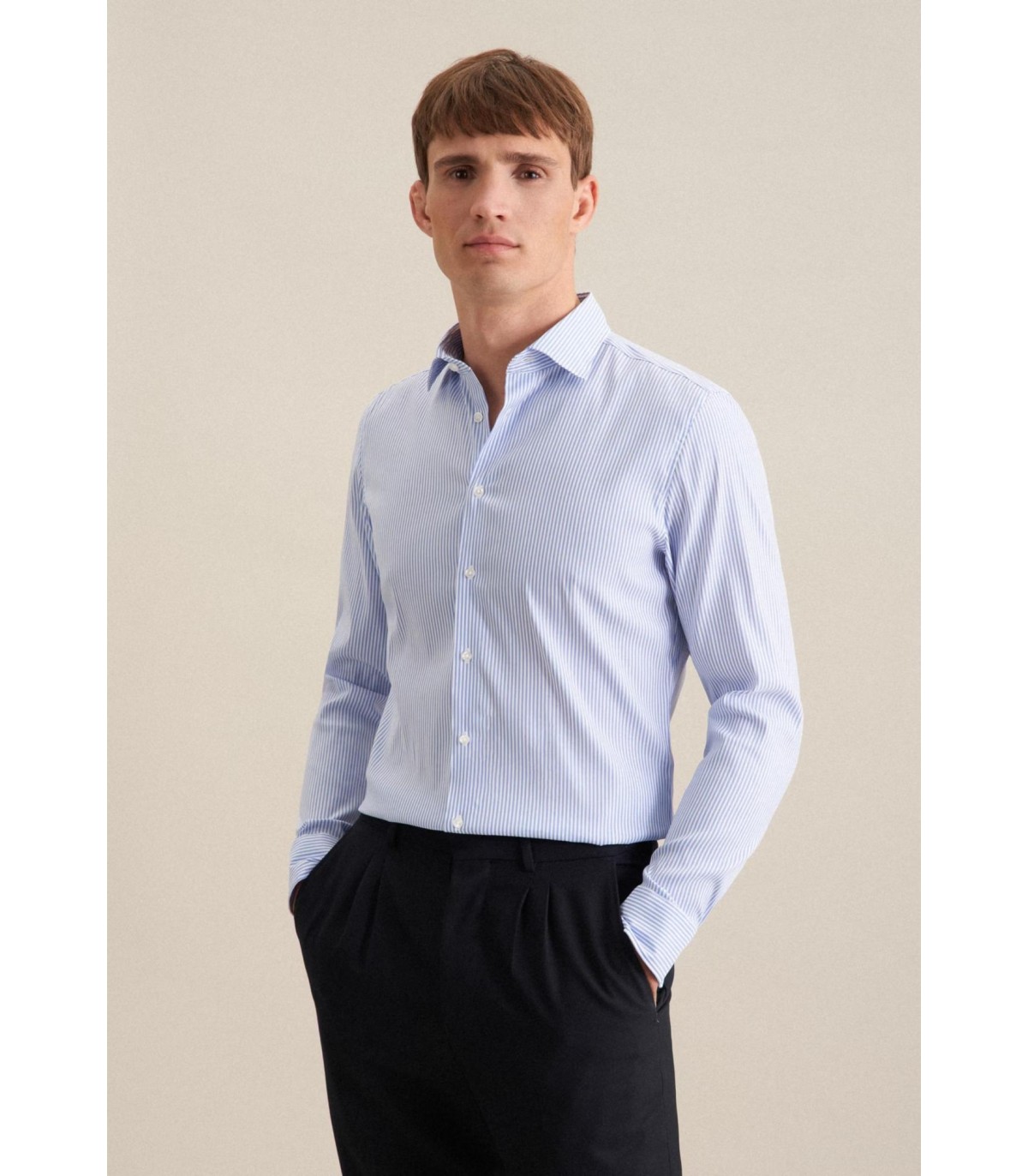 Chemise ml fantaisie seidensticker 11bleuclair