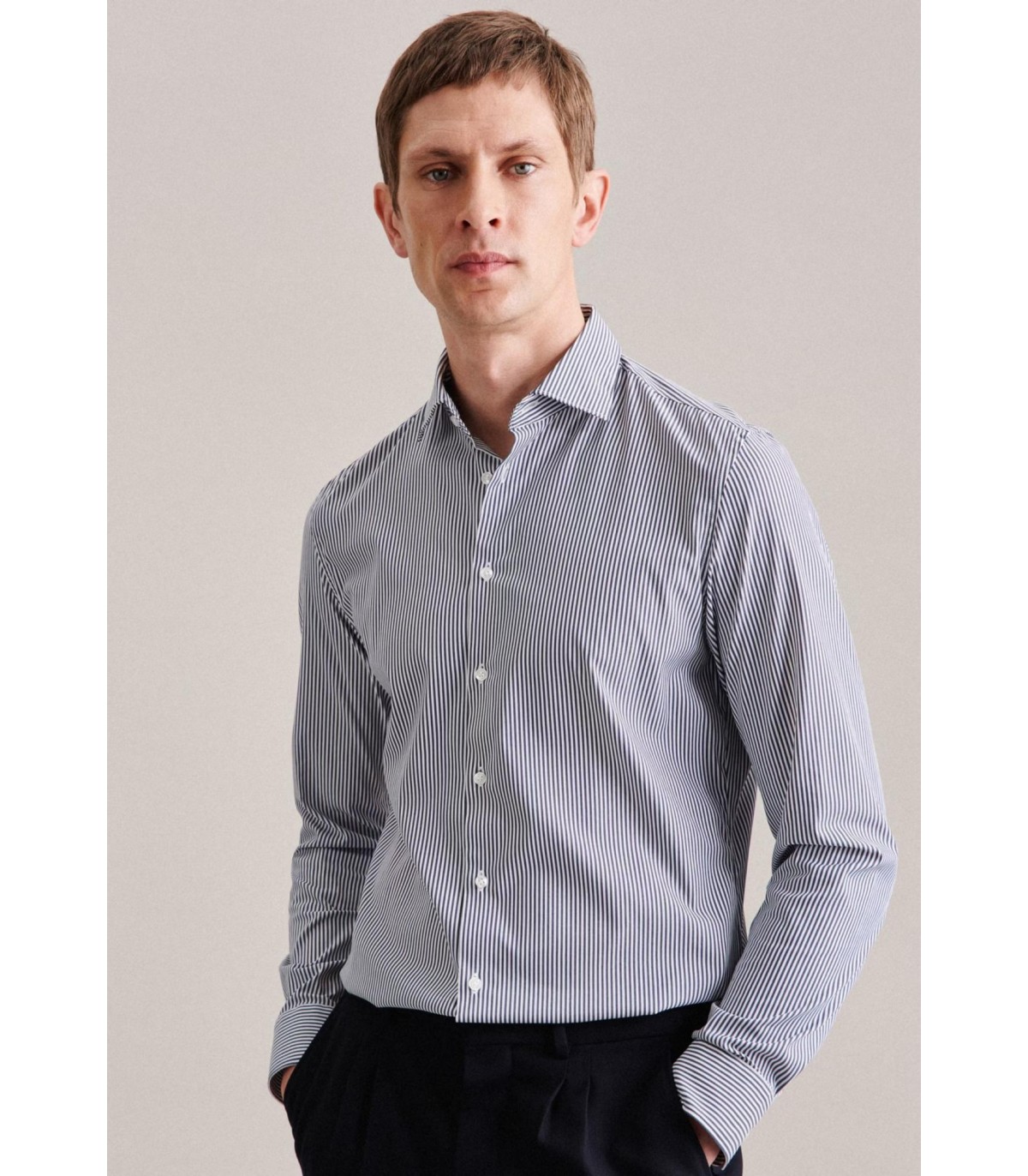 Chemise ml fantaisie seidensticker 19bleufonce