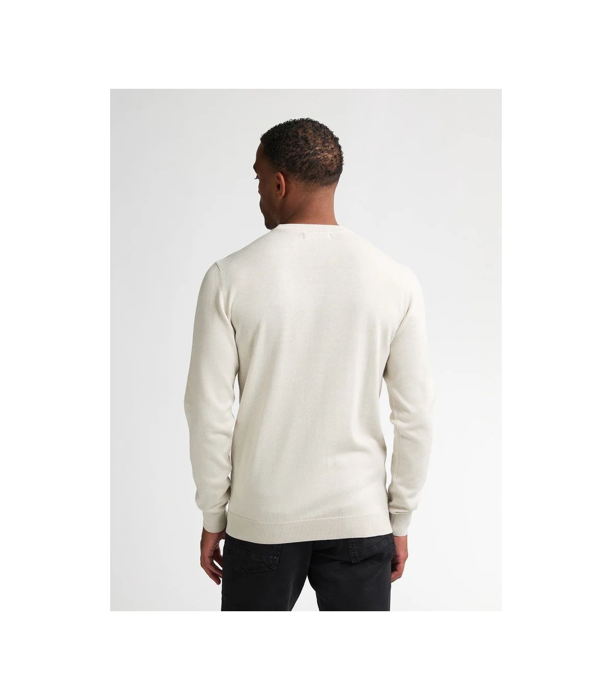 Pull col rond petrol 0009white
