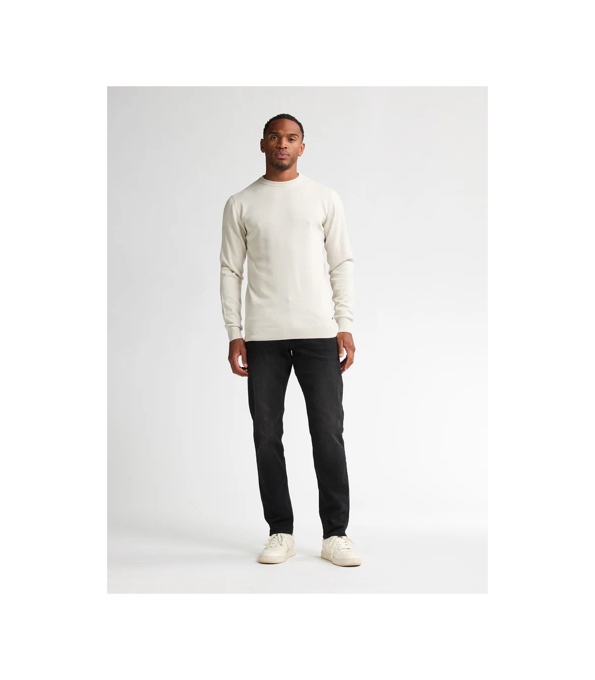 Pull col rond petrol 0009white